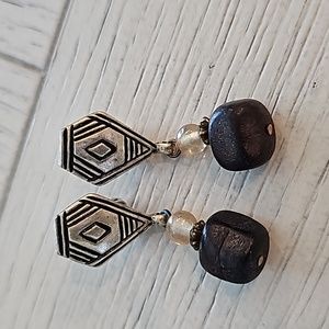 P&M Paris earrings silver drop vintage clip-on